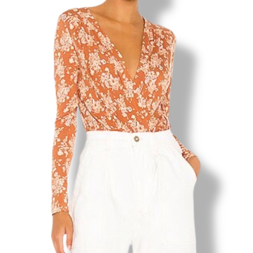 Free People Turnt Bodysuit in Copper Floral - Size XS - EUC Condition